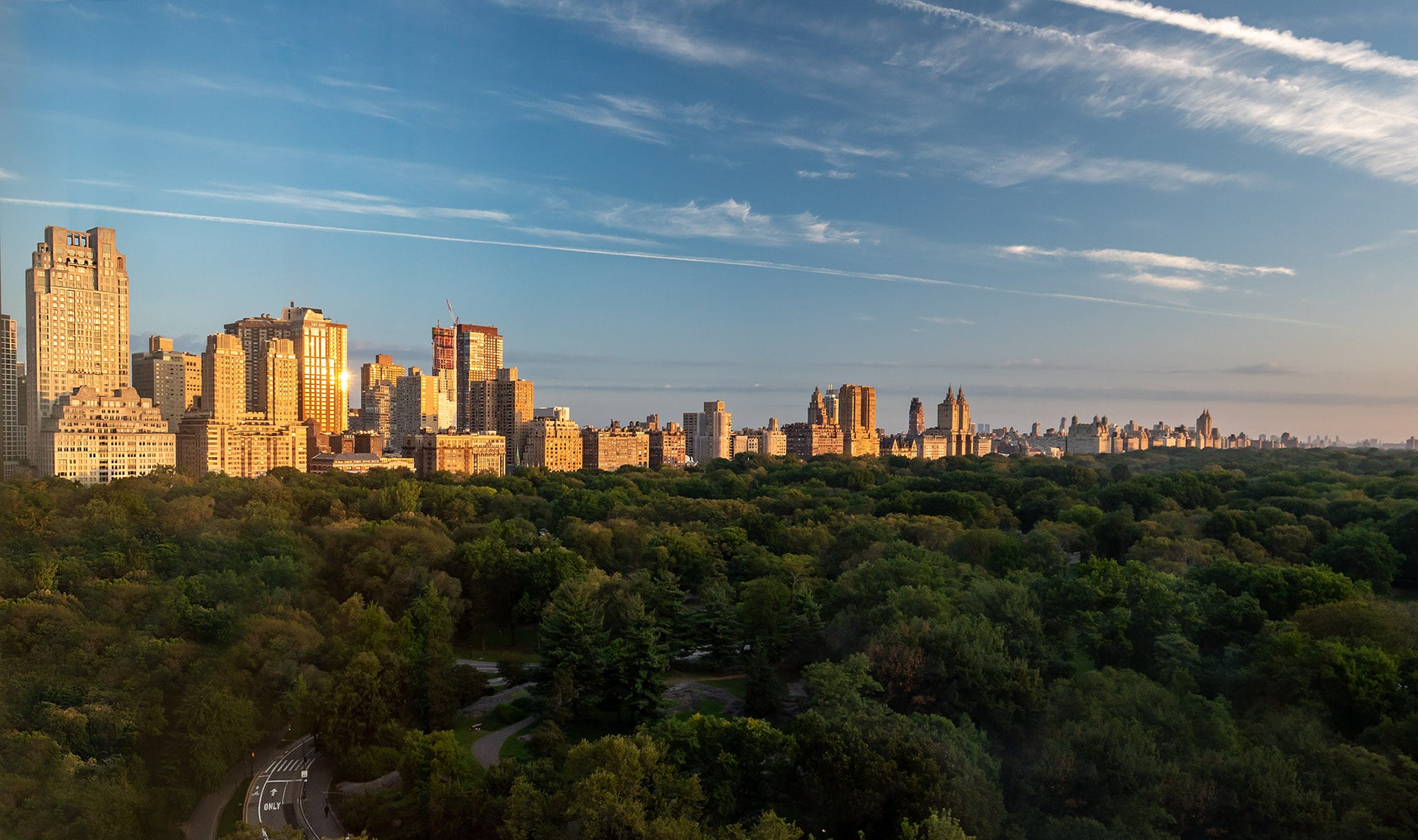 Central Park view from Ritz Carlton New York during golden hour