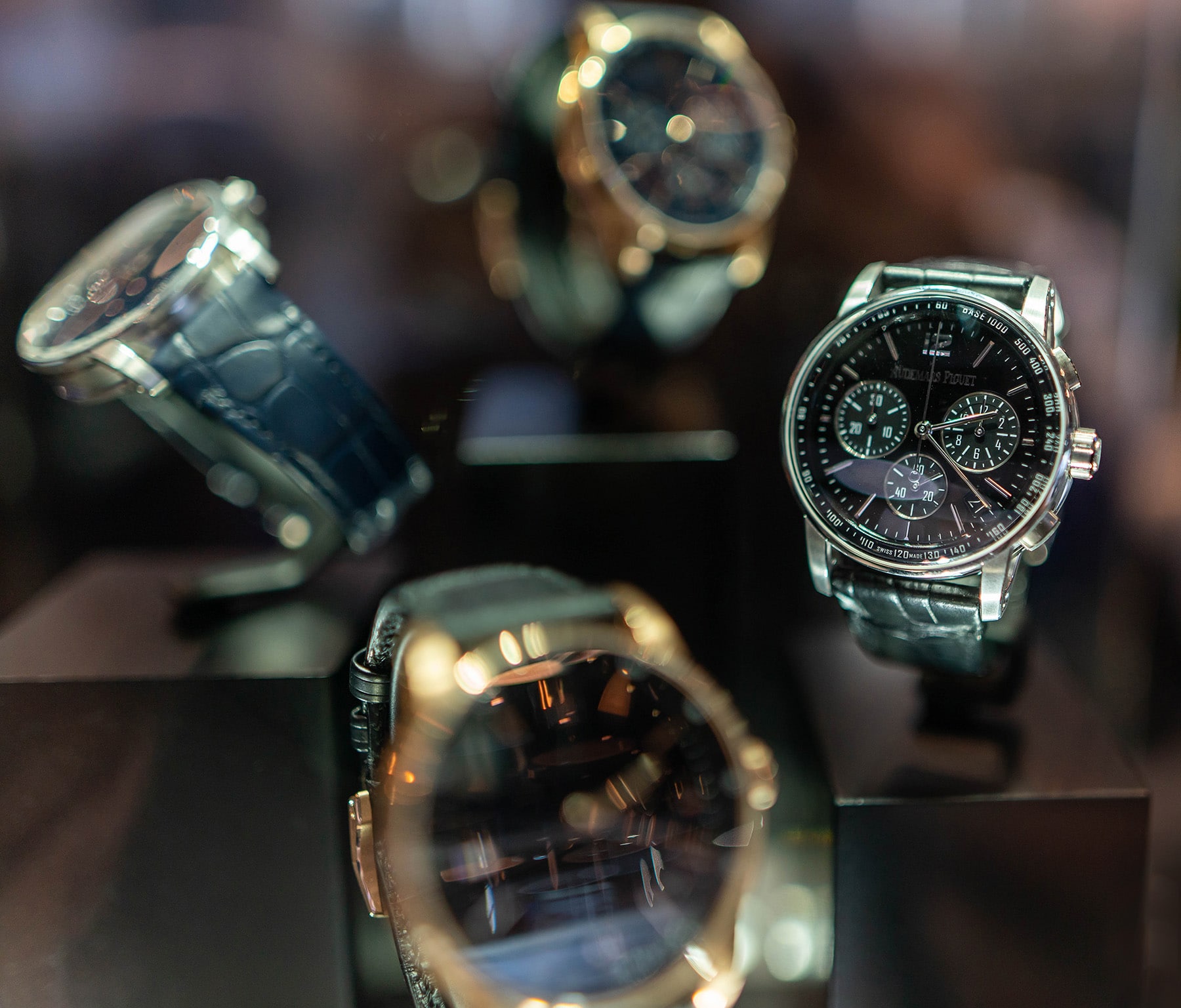 Audemars Piguet Code 11.59. A display of watches.