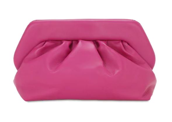 Themoire pink faux leather clutch