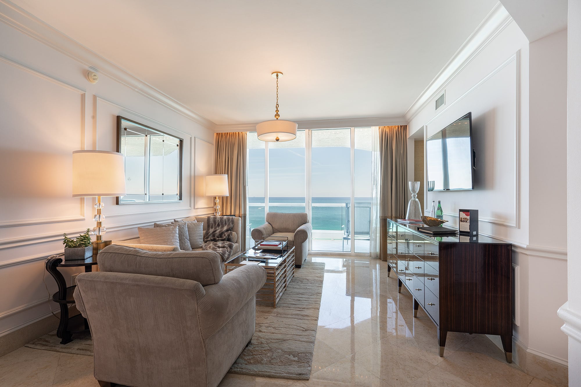 Acqualina Oceanfront suite living room