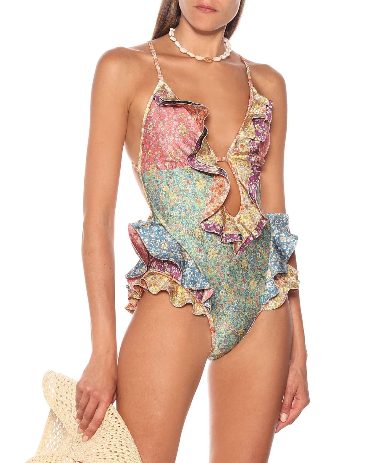 Ruffled floral swimsuit