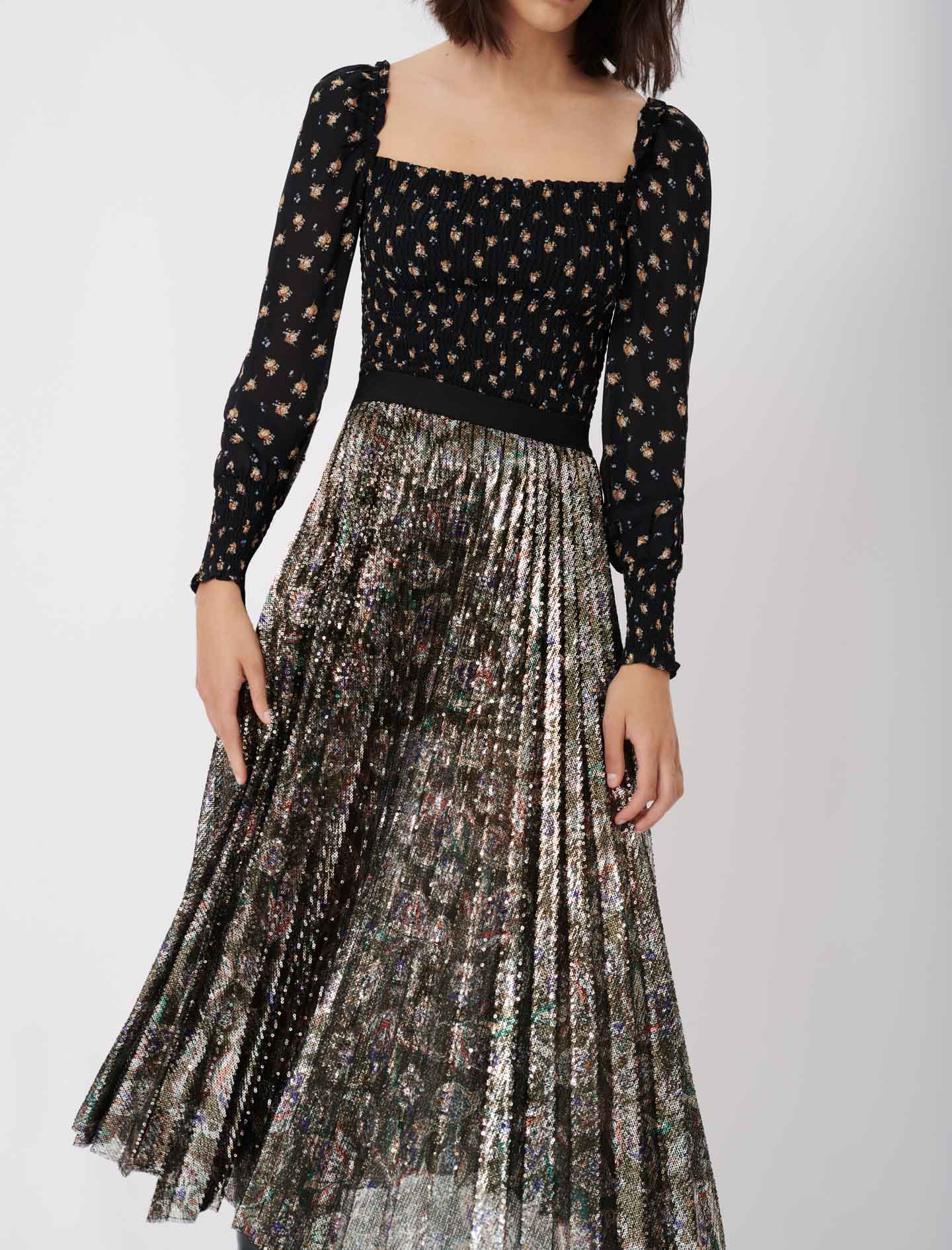 Metallic midi skirt