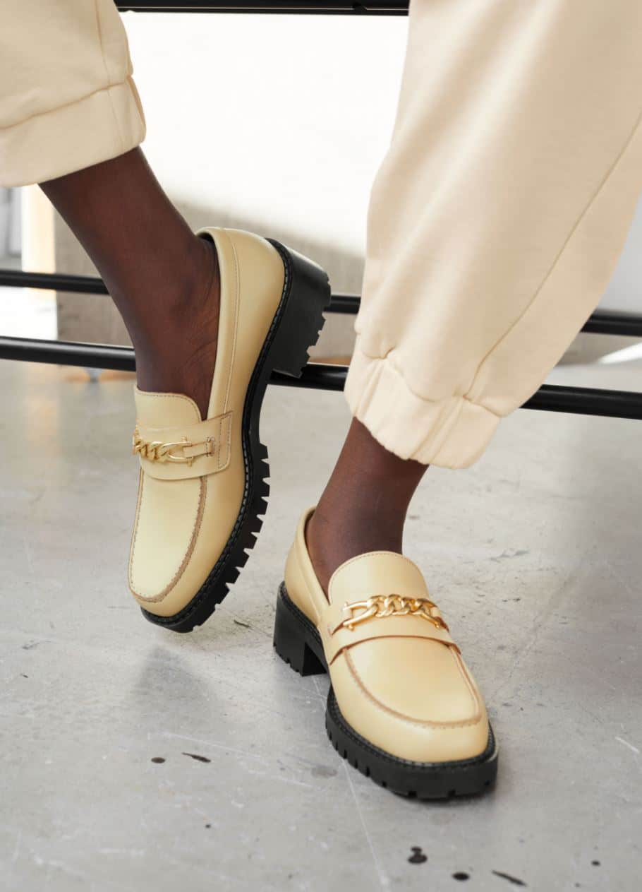 Beige chunky loafers