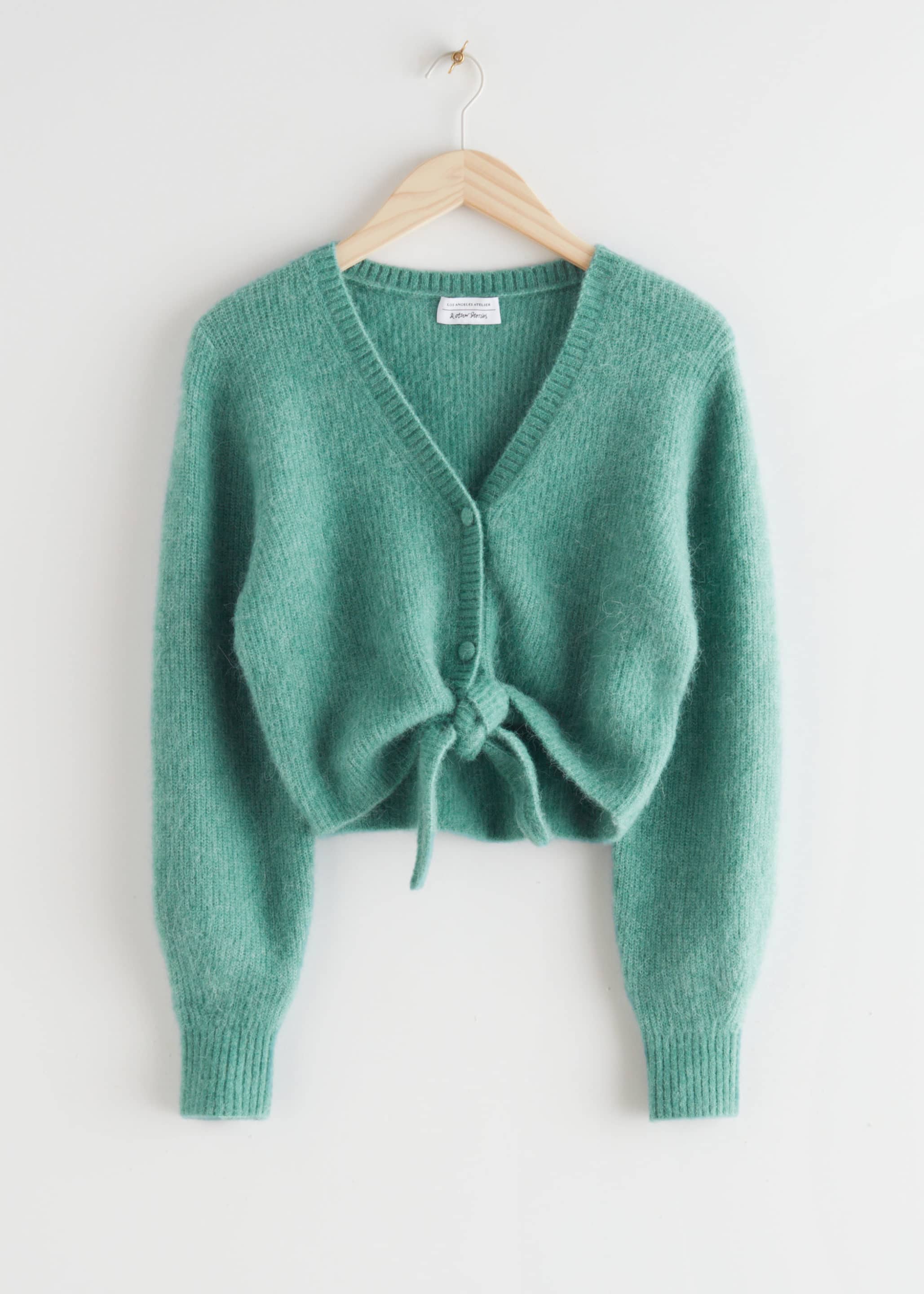 Wool cropped green cardigan