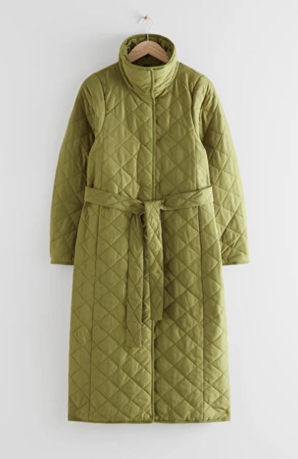 Green quilted coat