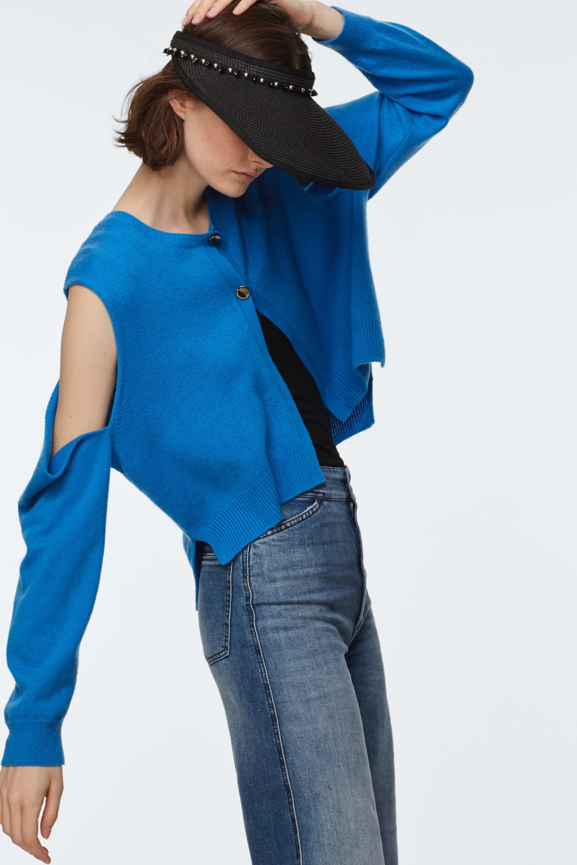 Blue cropped cardigan