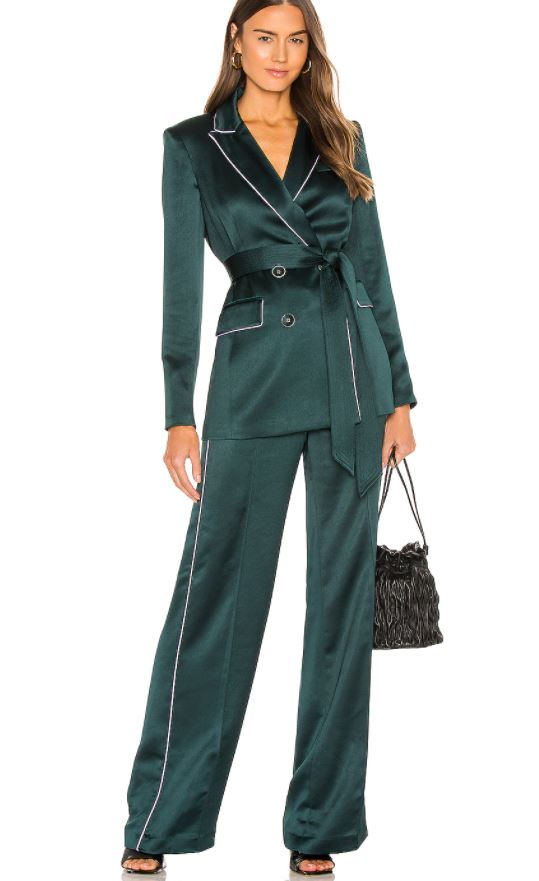 Girl in dark green suit