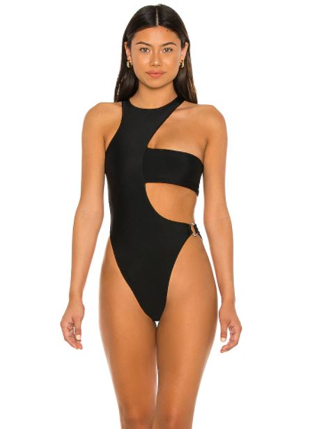 Girl in black swimsuit