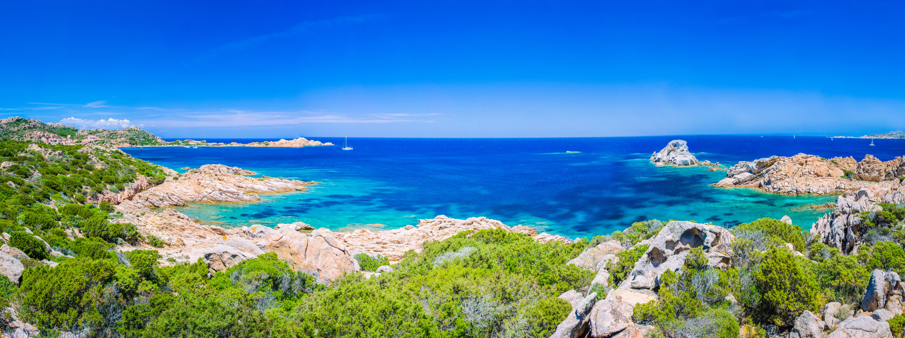 Pure clear azure sea water and amazing rocks on coast of Maddalena island, Sardinia, Italy sardinia